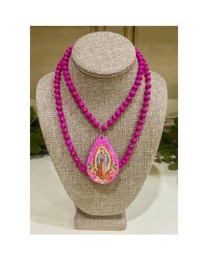 Sweet Ginger Our Lady Of Guadalupe Necklace - Pink