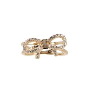 Ferragamo Bow-Inspired Glass Brass Ring - White