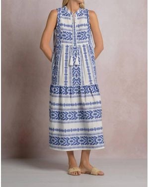 Elan Isla Block Print Midi Dress - Blue