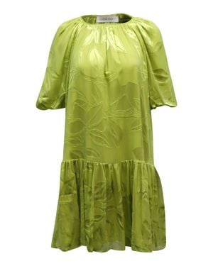 Stine Goya Pleated Viscose Floral Mini Dress - Green