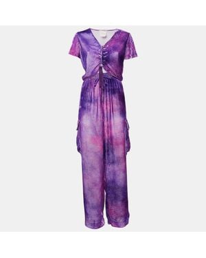 Acne Studios Velvet Crop Top And Track Pants Set - Purple