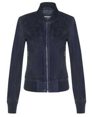 Infinity Leather Classic Ma-1 Suede Bomber Jacket-Newbury - Blue