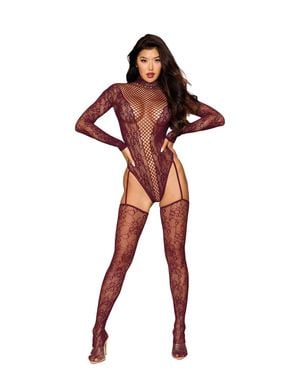 Dreamgirl Teddy Bodystocking Dmnd - Red