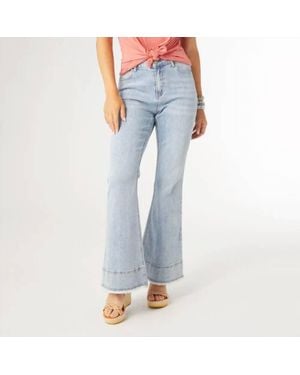 Coco + Carmen Bambu Soft Double Bottom Fringe Flare Jeans - Blue