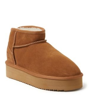 Dearfoams Fireside By Kingston Genuine Shearling Platform Bootie - Brown