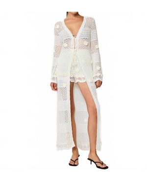Line & Dot Omar Crochet Robe - White