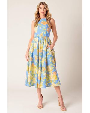 TRUEDAMES Like Magic Powder Woven Midi Dress - Blue