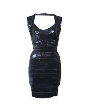 Hervé Léger Sequined Mini Bodycon Dress - Blue
