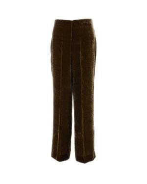 P.A.R.O.S.H. Viscose-Silk Velvet Wide-Leg Pants - Brown