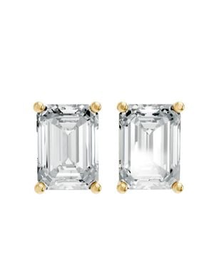 AAMIAA Emerald Shape 4 Prong Push Back Studs - White