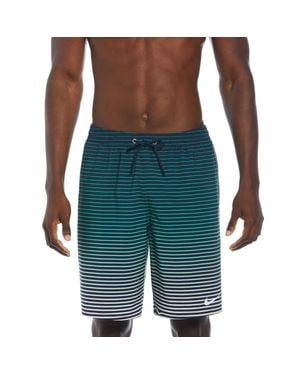 Nike Swim Trunks Stretch Fade Stripe Drawstring Waist Fts986 - Blue