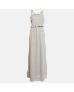 Missoni Light Patterned Lurex Knit Ruffled Sleeveless Dress - Gray
