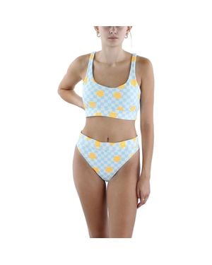 CYN & LUCA Floral Print Nylon Swim Bottom Separates - Blue