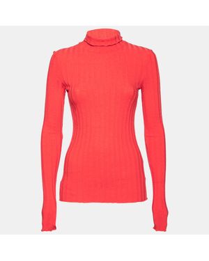Simon Miller Rib Knit Long Sleeve Turtle Neck Sweater - Red