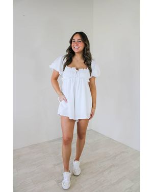Eesome Modern Sweetie Soft Washed Romper - White