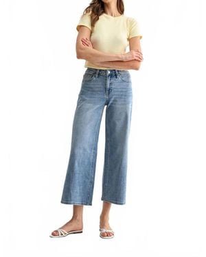 Mica Stevie Mid Rise Wide Leg Crop Jeans - Blue