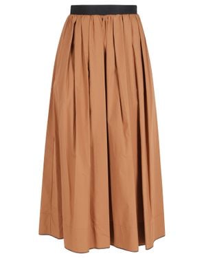 Tela Leda Pleated Elastic-Waistband Cotton Midi Skirt - Brown