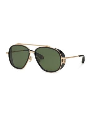 Roberto Cavalli Sunglasses Aviator Full Rim, Shiny Rose Frame And Lens Src008M0300 - Green