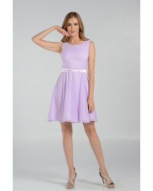TRUEDAMES Sleeveless Short Chiffon Bridesmaid Party Dress - Purple