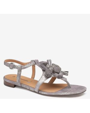 Johnston & Murphy Lilly Tassel Thong Metallic Slippers Zogg1775 - Gray