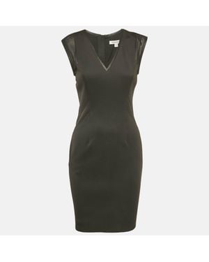 Balmain Jersey And Mesh V-Neck Bodycon Dress - Green