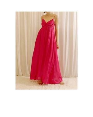Storia Satin & Crepe Maxi Dress - Red
