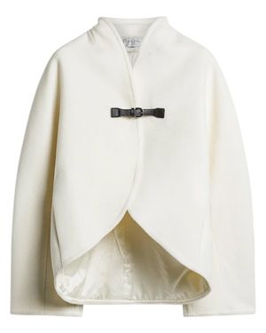 forte_forte Cropped Rounded Hem Coat - White