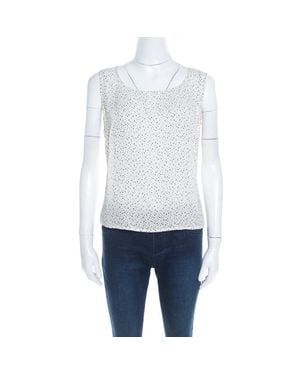 ESCADA Off And Polka Dotted Silk Sleeveless Top - White