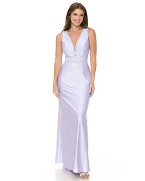 TRUEDAMES Prom Dress V-Neck A-Line Fully Lined Gala Gown - Purple