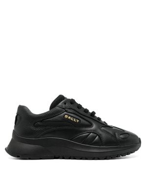 Bally Accent Leather Sneakers - Black