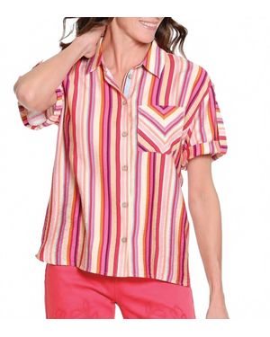 Tru Luxe Printed Camp Shirt - Red