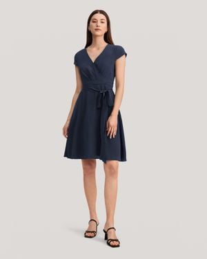 LILYSILK Figure Flattering Silk Wrap Dress - Blue