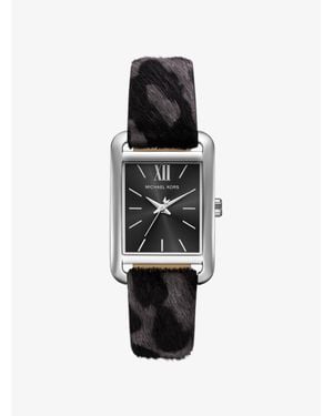 Michael Kors Outlet Monroe Leopard Print Calf Hair Watch - White