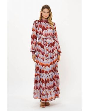Oliphant Smocked Neck Maxi Dress - Red