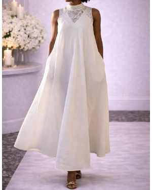 Step in Style Lace Trim Maxi Dress - Purple