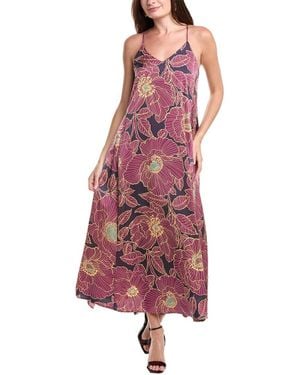 Nicole Miller Printed Palma Satin Maxi Dress - Red