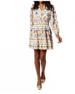 Sail To Sable Long Sleeve Smocked Waist Dress - Natural