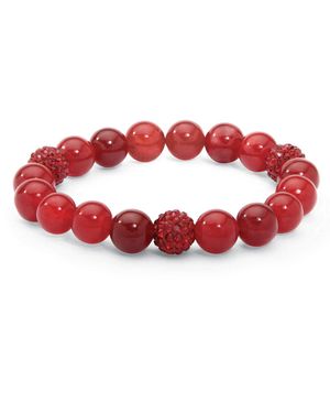 Palmbeach Jewelry Agate & Simulated Birthstone Stretch Bracelet - Red