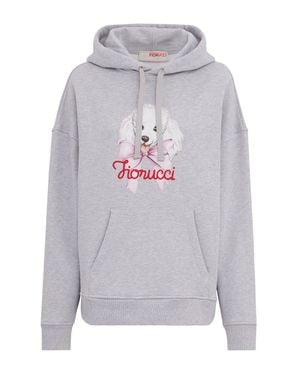 Fiorucci Poodle Graphic Sweatshirt With Relaxed Fit And Hood - Gray