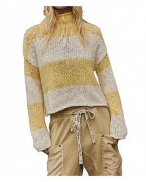 Free People Opal Rollneck Knit Stripe Sweater - Metallic