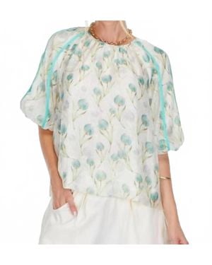 J joy Trim Sleeve Top - Green