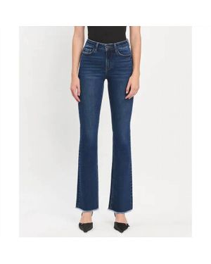 VERVET BY FLYING MONKEY High Rise Raw Hem Bootcut Jeans - Blue