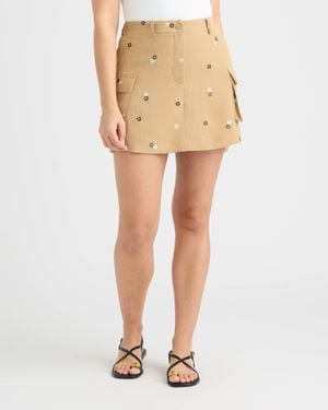 Ellen Tracy Airflow Skort With Embroidery - Natural