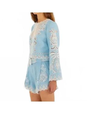 FARM Rio Romantic Richelieu Blouse - Blue