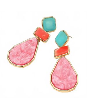 Sensibling Corp Noelle Geometric Resin Plate Drop Earrings - Pink