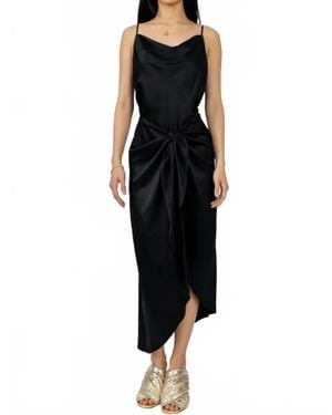 L'Agence Rose Silk Wrap Dress - Black