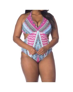 Kenneth Cole Underwire One Piece Swimsuit - Blue