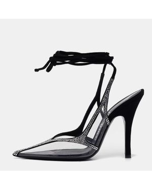 The Attico Transparent Pvc And Suede Crystal Embellished Venus Pumps - Black