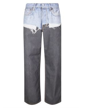 Acne Studios Fn-Ux Mixed Denim Wide-Leg Jeans - Gray