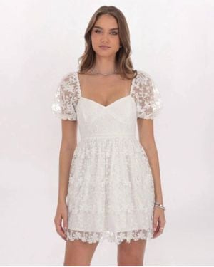 Endless Rose Crochet Lace Tiered Dress - White